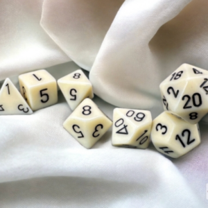 Opaque Ivory/black Polyhedral 7-Dice Set